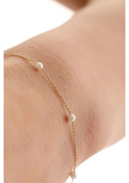 14 Ayar Altın İncili Bileklik fiyatları