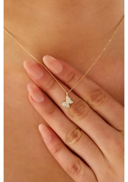 14 Ayar Altın Kelebek Kolye