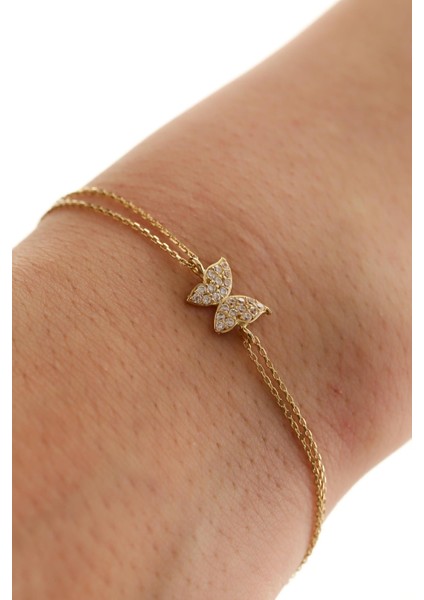 14 Ayar Altın Kelebek Bileklik