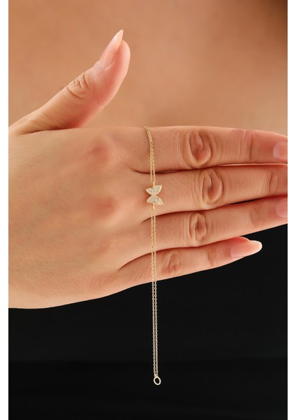 14 Ayar Altın Kelebek Bileklik modelleri