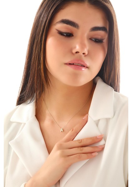 14 Ayar Altın Üç Boyutlu A Harf Kolye modelleri