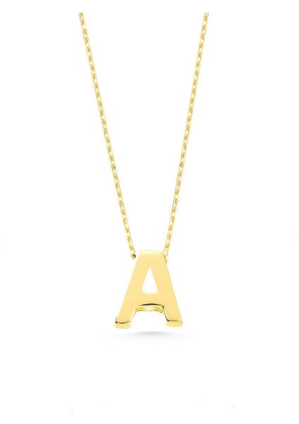 14 Ayar Altın Üç Boyutlu A Harf Kolye fırsatları