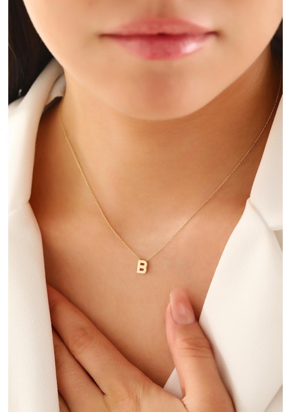 14 Ayar Altın Üç Boyutlu B Harf Kolye fiyatları