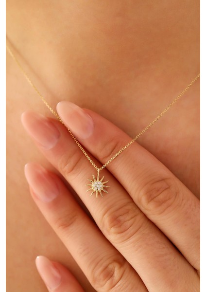 14 Ayar Altın Güneş Kolye