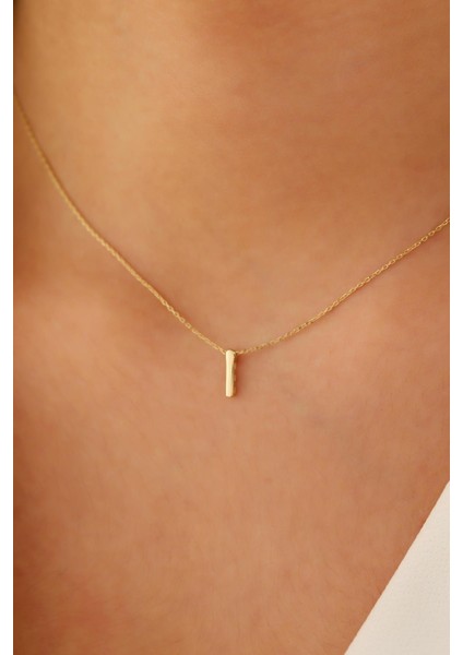 14 Ayar Altın Üç Boyutlu I Harfi Kolye