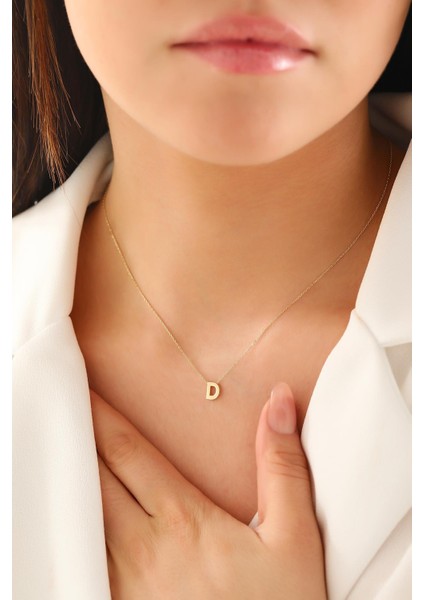 14 Ayar Altın Üç Boyutlu D Harf Kolye fiyatları