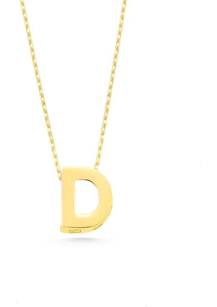 14 Ayar Altın Üç Boyutlu D Harf Kolye fırsatları