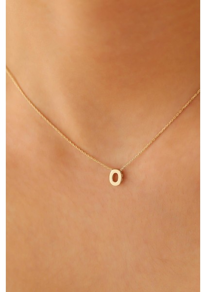 14 Ayar Altın Üç Boyutlu O Harf Kolye