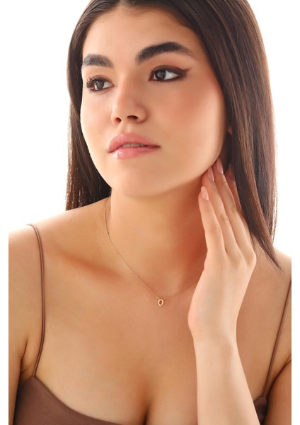 14 Ayar Altın Üç Boyutlu O Harf Kolye modelleri