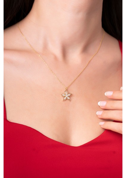 925 Ayar Gümüş Zincirli Lilyum Çiçeği Zarif Kadın Kolye fiyatları