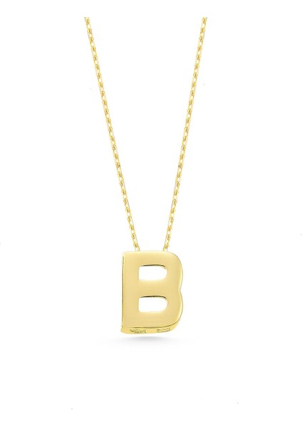 14 Ayar Altın Üç Boyutlu B Harf Kolye fırsatları