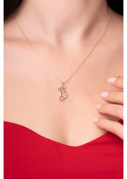 925 Ayar Gümüş Zincirli Şanslı Noel Çorabı Kadın Kolye fiyatları