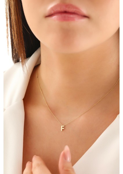 14 Ayar Altın Üç Boyutlu F Harf Kolye fiyatları