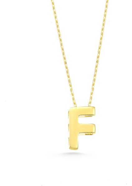 14 Ayar Altın Üç Boyutlu F Harf Kolye fırsatları