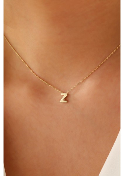 14 Ayar Altın Üç Boyutlu Z Harf Kolye