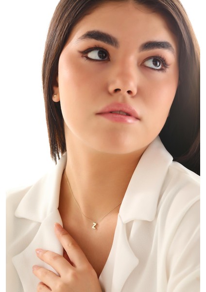 14 Ayar Altın Üç Boyutlu Z Harf Kolye modelleri