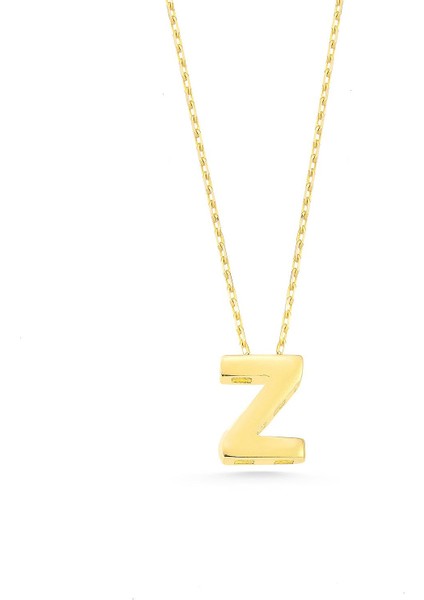14 Ayar Altın Üç Boyutlu Z Harf Kolye fırsatları