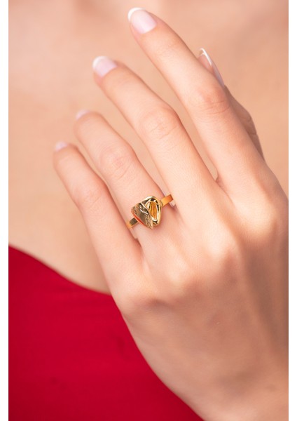 925 Ayar Ayarlanabilir Gizemli Kalp Figürlü Kadın Yüzük