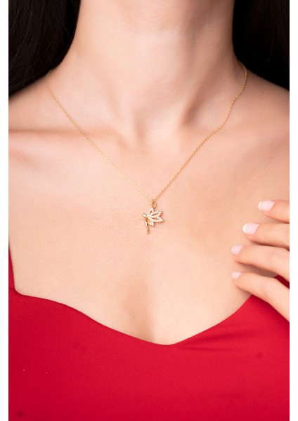 925 Ayar Gümüş Zincirli Melek Pırlanta Taşlı Kadın Kolye fiyatları