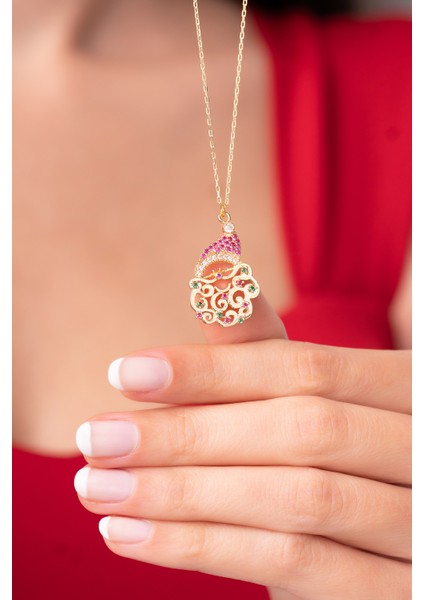 925 Ayar Gümüş Zincirli Noel Baba Kadın Kolye