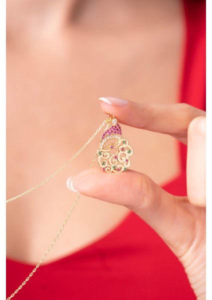 925 Ayar Gümüş Zincirli Noel Baba Kadın Kolye modelleri