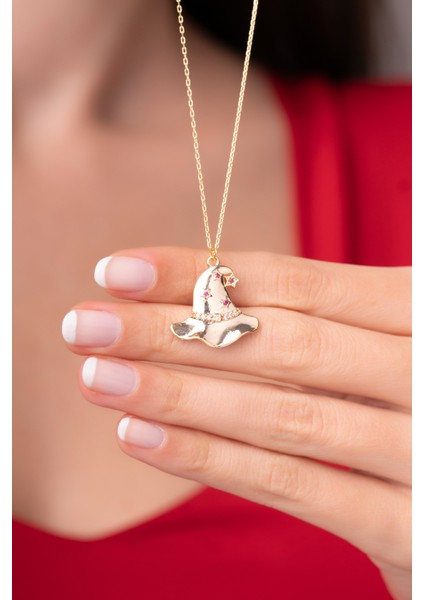 925 Ayar Gold Renkli Harry Potter Seçmen Şapkası Kadın Kolye modelleri