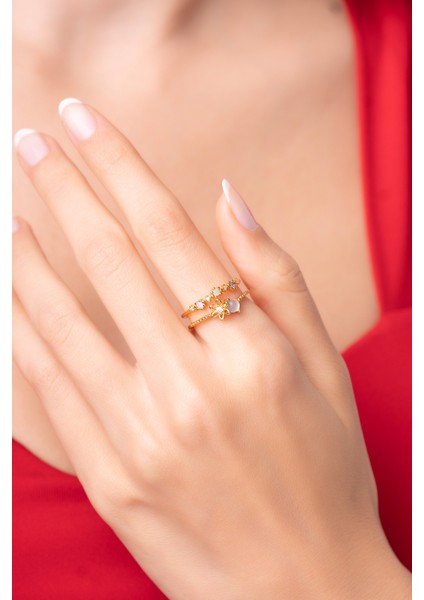 925 Ayar Ayarlanabilir Prenses Model Çiçekli Yüzük