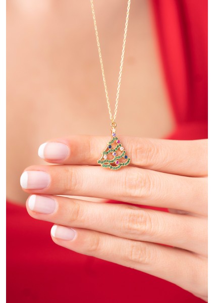 925 Ayar Gold Çam Ağacı Kadın Kolye modelleri