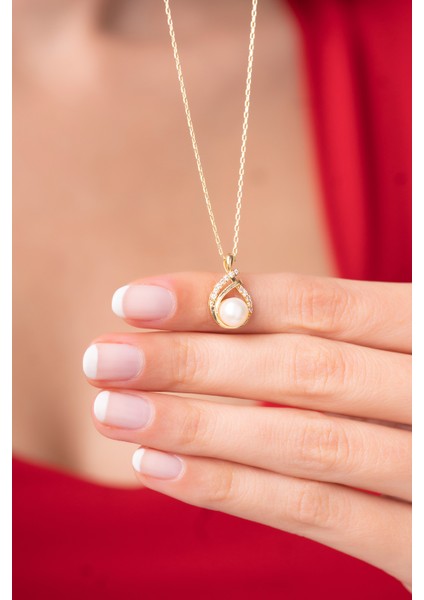 925 Ayar Gold Renkli Tatlı Su Kültür Incisi Kadın Kolye modelleri