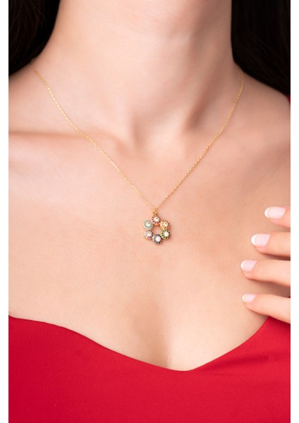 925 Ayar Gümüş Zincirli Gökkuşağı Girdabı Kadın Kolye modelleri