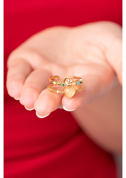 Ayarlanabilir Turuncu Taşlı Prenses Tasarımlı Kadın Yüzük modelleri