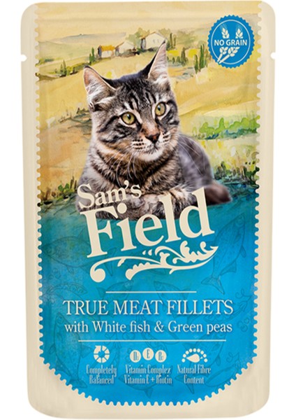 Cat Pouch With White Fish Filets Peas 85 G /kedi Yaş Maması Beyaz Balık ve Tavuk