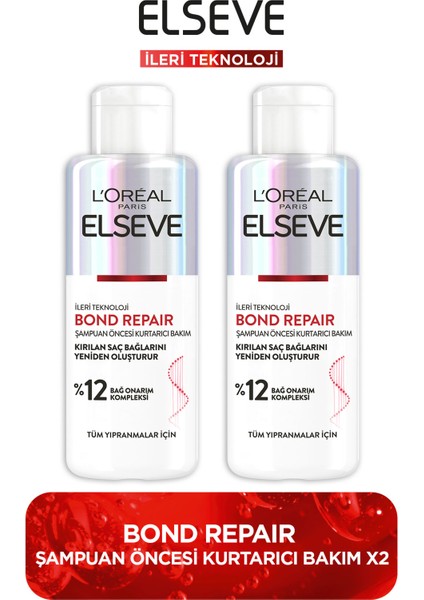 L'Oréal Paris 2'li Elseve Bond Repair Şampuan Öncesi Kurtarıcı Bakım Seti 200 ml