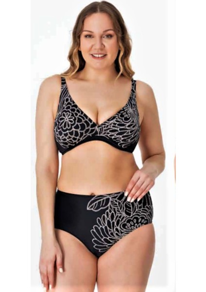 Büyük Beden Desenli Toparlayıcı Bikini Takımı