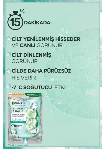 3'lü Garnier Hyaluronik Kriyojel Yorgunluk Karşıtı Soğutucu Yüz Maskesi Seti