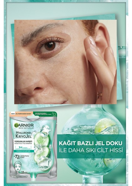 3'lü Garnier Hyaluronik Kriyojel Yorgunluk Karşıtı Soğutucu Yüz Maskesi Seti