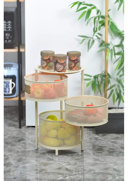 3 Katlı Metal Açılır Kapanır Krem Paslanmaz Sebzelik fiyatları