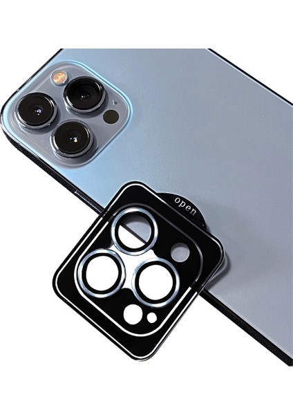 Case World Apple iPhone 11 Pro Alüminyum Alaşım Safir Temperli Cam Kamera Lens Koruyucu - Mavi