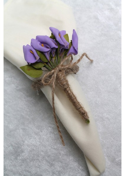 6 Adet Hasır Sargılı Mor Lale Peçete Yüzüğü fiyatları