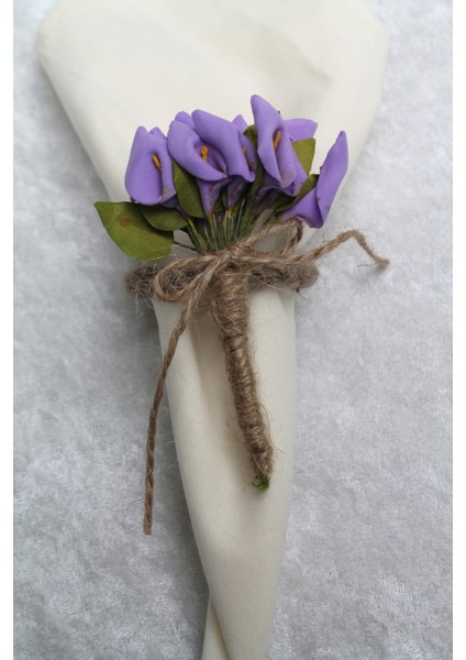 6 Adet Hasır Sargılı Mor Lale Peçete Yüzüğü modelleri