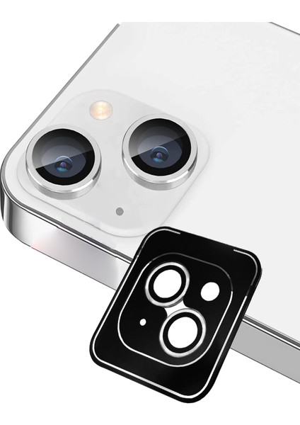 Apple iPhone 13 Mini Alüminyum Alaşım Safir Temperli Cam Kamera Lens Koruyucu - Gümüş