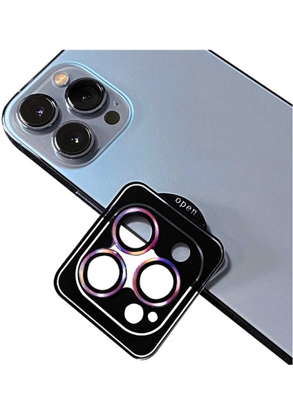 Apple iPhone 12 Pro Max Alüminyum Alaşım Safir Temperli Cam Kamera Lens Koruyucu - Lila