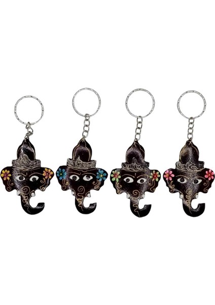 Hindistan Cevizi Fil Kafası Anahtarlık Dörtlü Paket