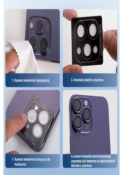 Apple iPhone 11 Pro Alüminyum Alaşım Safir Temperli Cam Kamera Lens Koruyucu - Siyah