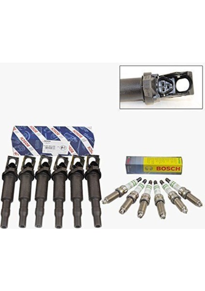 0221504470 / ZGR6STE2 Ateşleme Bobini ve Bujisi (6'lı Set) - Bmw 1-3-5-7 / Peugeot Citroen