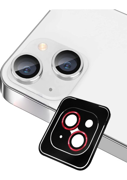Apple iPhone 14 Safir Temperli Cam Kamera Lens Koruyucu - Kırmızı
