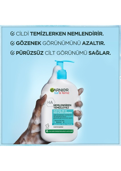 Saf& Temiz Nemlendiren Temizleyici [ Hyaluronik Asit Seramid Kil] 250 ml Yüz Temizleme Jeli