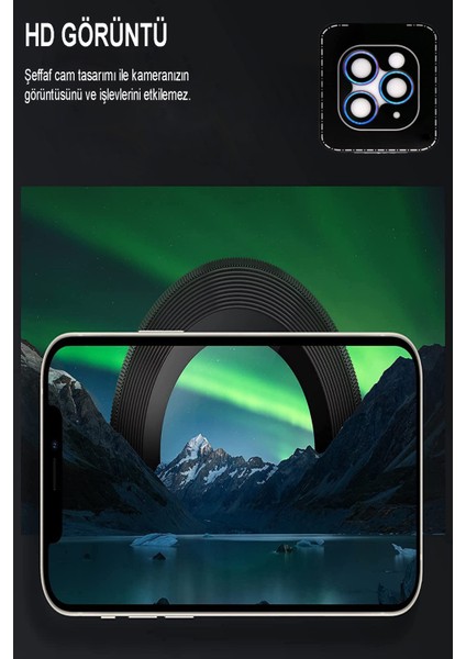 Apple iPhone 13 Pro Max Safir Temperli Cam Kamera Lens Koruyucu - Yeşil