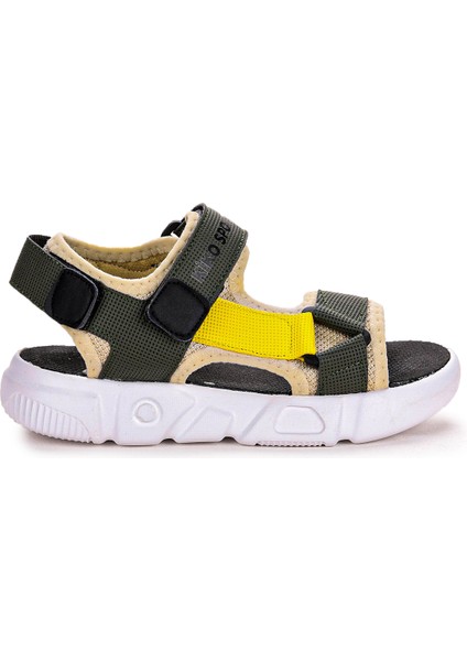 Cırtlı Yürüyüş Erkek Çocuk Sandalet 2722-27 Haki - Sarı