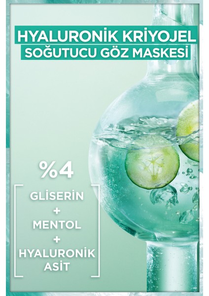 3'lü Hyaluronik Kriyojel Yorgunluk Karşıtı Soğutucu Göz Maskesi